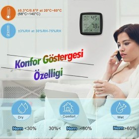 Resim Sevgift Dokunmatik Sıcaklık ve Nem Ölçer | Hassas 