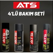 Resim 4’lü Motosiklet Bakım Seti: Zincir Temizleyici ve Yağlayıcı, Balata Spreyi, Susuz Motor Temizleme (Fırça Hediyeli) 