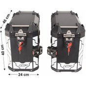 Resim GP Kompozit Universal 40 lt x 2 Alüminyum Motosiklet Yan Çanta Seti Siyah 