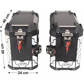 Resim GP Kompozit Universal 40 lt x 2 Alüminyum Motosiklet Yan Çanta Seti Siyah 