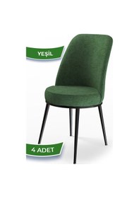 Resim Canisa Concept Dexa Serisi, Üst Kalite Yemek Odası Sandalyesi, Metal Siyah Iskeletli, 4 Adet Yeşil Sandalye Haki Yeşil Sandalye 