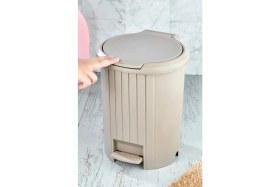 Resim Şık Siyah Bas Aç Mekanizmalı Banyo ve Mutfak Çöp Kovası 