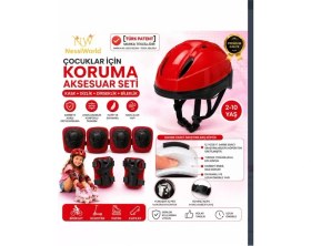 Resim Markaon Çocuk Kaskı ve Dizlik, Dirseklik Eldiven Set Kırmız/kırmızısiyah 