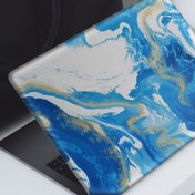 Resim Abstract Mavi Altın Ebruli Notebook Sticker, Laptop sticker,, Hp Sticker, Asus Sticker, 15.6 inç Sticker 