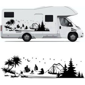 Resim Melek Pazarı 90 X 25 Cm Kampçı Ayı, Çadır Kampı, Kamp Karavan Sticker 