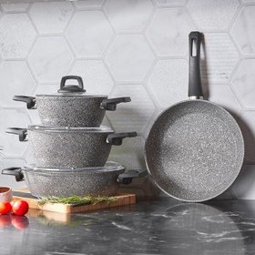 Resim Karaca Gris Biogranit 7 Parça Tencere Seti 