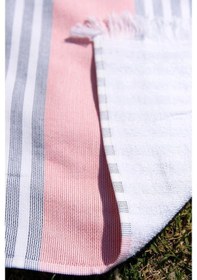 Resim Baveno Pamuk 90 x 175 Çizgili Püsküllü Plaj Havlusu 