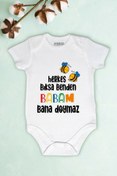 Resim Limon Unisex Bebek Herkes Bıksa Benden Babam Bana Doymaz Baskılı Body Zıbın 