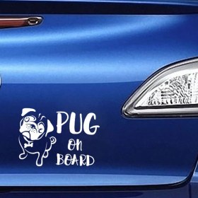 Resim TSC Pug On Board Arabada Pug Cinsi Köpek Koruması Beyaz Md1 