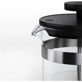 Resim Feyza Design Izole Cam French Press Demlik 1l, 22 Cm, Paslanmaz Çelik Detaylı Tasarım 