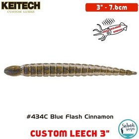 Resim Keitech Custom Leech 7.6cm (3") #434C Blue Flash Cinnamon 