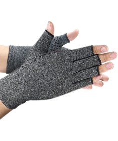 Resim Pairuidaisi Kapalı Alan Sporları Kaymaz Bakım Eldivenleri Rehabilitasyon Eğitimi Noktalı Kauçuk Açık Parmak Gri Kompresyon Eldivenleri (Yurt Dışından) 