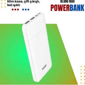 Resim Phixi Basic P10 10000mah Powerbank 10w - 2 Port Led Gösterge - Taşınabilir Şarj Cihazı 