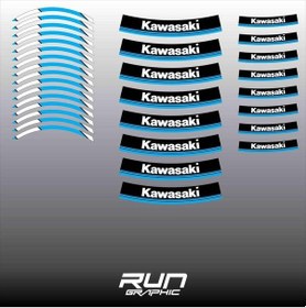 Resim Kawasaki Uyumlu Motorsiklet Mavi Jant Şeridi Jant İçi Yazılı 17 Inc Çok Renkli 