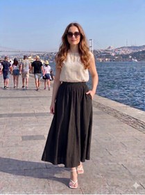 Resim HANIMCA GİYİM YAZLIK NEFES ALAN GÜZEL KUMAŞ YANDAN CEPLİ STANDART BEDEN 36 - 42 BEDEN LERE UYGUN ETEK 