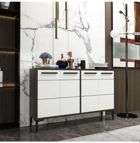 Resim Zerkaconcept Marden Konsol Tv Sehpası Tv Ünitesi Antrasit Gövde Beyaz Kapak 