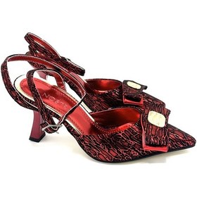 Resim Nostra Shoes Kırmızı Mira Kadın Topuklu Ayakkabı Kırmızı Zebra 