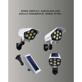 Resim Kaufhier 3 Modlu Güneş Paneli Aydınlatmalı Dış Mekan Güvenlik Işığı - IP65 Su Geçirmez, Pır Sensörlü 