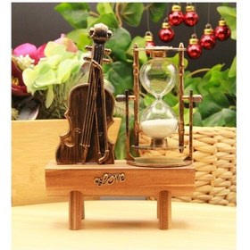 Resim River World Kum Saati Tasarımı Dekoratif Keman 