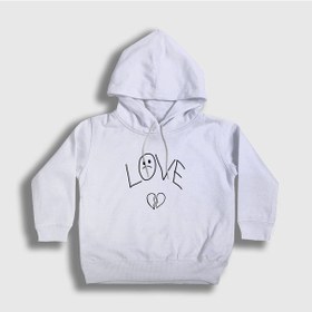 Resim Presmono Unisex Çocuk Love Lil Peep Kapüşonlu Sweatshirt Beyaz 