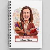 Resim En Başarılı Kadın Sınıf Öğretmeni Karikatürlü Defter 