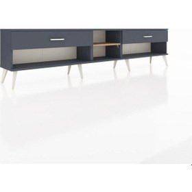 Resim Arges Tv Ünitesi Tek Raflı 2 Çekmeceli 220x30x51 Antrasit-çam/antrasit Atlas Çam/antrasıt - Antrasıt 