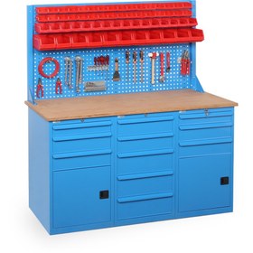 Resim starçelik 11 Çekmeceli Dolaplı Takım Asma Panolu Çalışma Tezgahı (1850x650x1944 Mm ) 