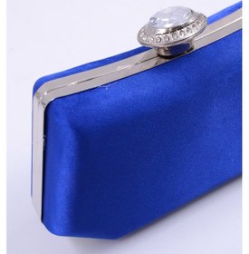 Resim Rebeca Elips Toka Detaylı Saten Kumaş Mini Portföy Kadın Çanta Lacivert 