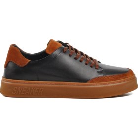 Resim Ayakmod Rcdl 4227 Siyah-Taba Hakiki Deri Erkek Sneaker 