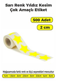 Resim Sarı Renk Yıldız Kesim Sticker Etiket 2cm - 500 Adet Sarı 