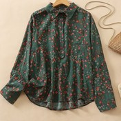 Resim Kadınlar İçin Çiçek Desenli Uzun Kollu Çok Amaçlı Yaka Hırka Gömlek Sonbahar 