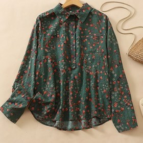 Resim Kadınlar İçin Çiçek Desenli Uzun Kollu Çok Amaçlı Yaka Hırka Gömlek Sonbahar 