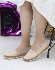 Resim Nesil Shoes Syg P25 Bej Hakiki Deri Kadın Ayakkabı 