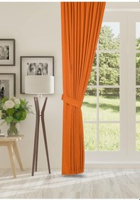 Resim Cheap's Home Petek Dokulu Kadife Dokuma Normal 1 X 2.5 Pileli Fon Perde Oranj 