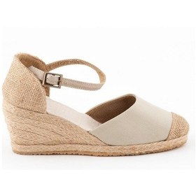 Resim Star Tombis Gerçek Elişi Burnu Hasır Dolgu Topuk Bej Keten Hasır Espadril Handmade Bej 