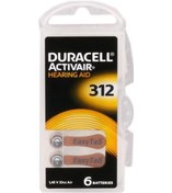 Resim Duracell 312 Numara Düğme Kulaklık Pili İşitme Cihazı İçin 6'lı Paket 