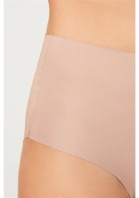 Resim Cottonhill Yüksek Bel Basic Lazer Kesim Kadın Bikini Külot-kahverengi Kahverengi 