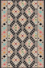 Resim Kaymaz Tabanlı Makinede Yıkanabilir Antik Kilim Desen Kesme Rulo Yolluk Ar557, Siyah, 80 X 430 