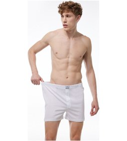 Resim Malabadi Erkek Beyaz 3 Lü Paket Geniş Kalıp Büyük Beden Boxer %100 Pamuk Battal Boy 3m024 Beyaz 