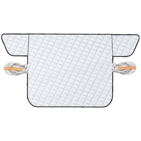 Resim Araba Ön Cam Örtüsü Ön Cam Örtüsü Yağmur Kar Don Güneş Koruma Örtüsü Koruyucu Yansıtıcı Şeritlerle 