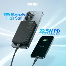 Resim Phixi Helger Arken Magsafe 10000MAH 22.5W Pd Powerbank 