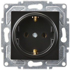 Resim Günsan Eqona Metalik Siyah Topraklı Priz Mekanizma 