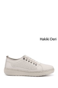 Resim Gönderi(r) Kadın Bej Bağcıklı Hakiki Deri Comfort Ayakkabı 