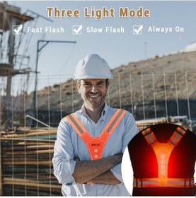 Resim Didadodo Elastik Led Yansıtıcı Yelek Yüksek Görünürlük Işıklı Koşu Yeleği Koşucular Yürüyüşçüler Bisikletçiler İçin Turuncu Turuncu 