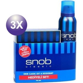Resim Snob Erkek Parfümü Classic(klasik) Edt 100ml + 150ml Deodorant Set 3 Adet 