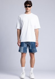 Resim Parçalı Denim Şort 