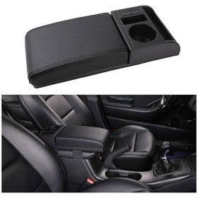 Resim Araba Çok Fonksiyonlu Çift Usb Kol Dayama Kutusu Booster Ped, Mikrofiber Deri Düz Tip Black 