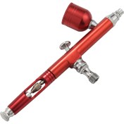 Resim Airbrush Aracı Çift Eylem Yerçekimi Besleme 0.3mm Meme Sprey Airbrush Tırnak Sanat Boyası Dövme Aracı Anahtarı ile Saman Kırmızı (Yurt Dışından) 