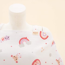 Resim Çift Katlı Muslin Emzirme Önlüğü - Pembe Gökkuşağı 