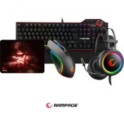 Resim Rampage Hydra R6 Siyah Red Switch Stormy Siyah Kulaklık Makrolu Rgb Mouse + Mousepad 4lü Oyuncu Seti 